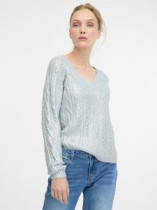 Orsay Sweter w kolorze srebrnym rozmiar: XL. Szare swetry oversize Orsay, xl, bez wzorów, ze splotem, bez ramiączek. Za 74,28 zł.