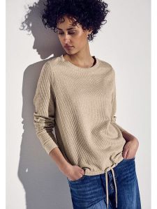 Street One Sweter w kolorze beżowym rozmiar: 42. Brązowe swetry oversize Street One, bez wzorów, ze splotem, bez ramiączek. Za 155,95 zł.