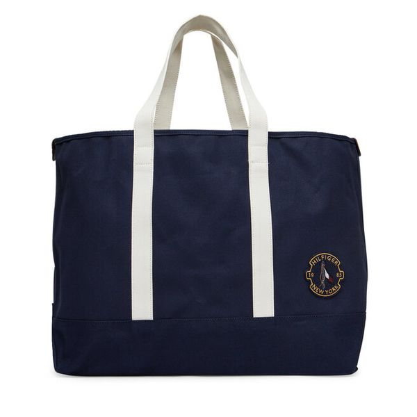 Torebka Tommy Hilfiger. Niebieskie shopper bag TOMMY HILFIGER, bez wzorów, bez dodatków. Za 299,99 zł.
