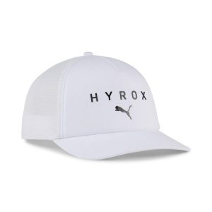 Czapka typu trucker PUMA × HYROX PUMA. Białe czapki Puma, bez wzorów, z bawełny. Za 99,99 zł.