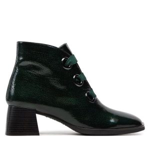 Trzewiki Hispanitas. Zielone botki Hispanitas, bez wzorów, bez obcasa, na słupku, bez zapięcia. Za 589,99 zł.