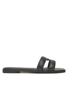 Tommy Hilfiger Klapki Th Logo Strap Mule FW0FW08671 Czarny. Czarne klapki TOMMY HILFIGER, bez wzorów, ze skóry, bez obcasa. Za 289,99 zł.