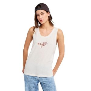 Vest Top damski DREAM OASIS. Białe topy Roxy, m, bez wzorów, z bawełny, klasyczne, bez kołnierzyka, bez ramiączek. Za 109,99 zł.