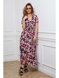 Joséfine Sukienka "Kendra" w kolorze czarno-jasnoróżowym rozmiar: S. Czarne sukienki Joséfine, s, bez wzorów, z tkaniny, bez kołnierzyka, bez ramiączek, maxi. Za 108,99 zł.