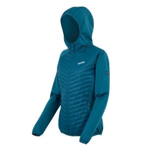 Kurtka damska hybrydowa Andreson. Niebieskie kurtki Regatta, bez wzorów, z puchu, bez kaptura. W wyprzedaży za 179,99 zł.