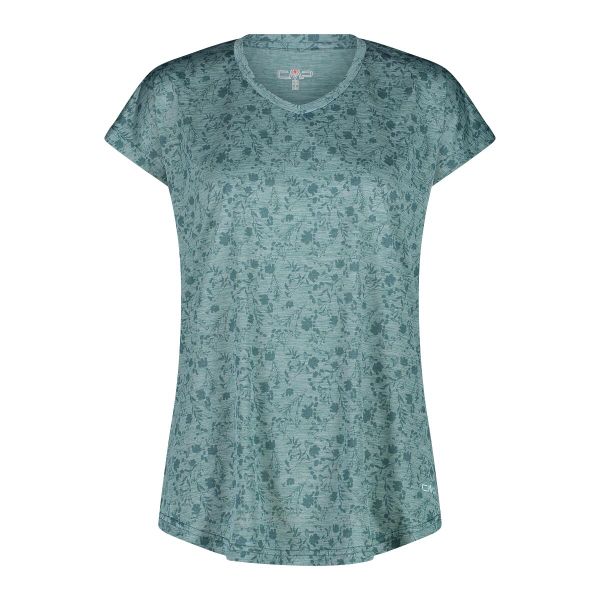 Koszulka damska turystyczna CMP 35N5496. Zielone koszulki sportowe CMP, bez wzorów, bez ramiączek. W wyprzedaży za 99,99 zł.