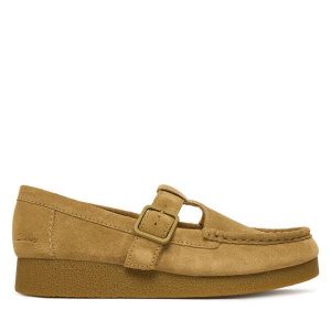 Półbuty Clarks. Brązowe półbuty Clarks, bez wzorów, bez obcasa, na płaskiej podeszwie, bez zapięcia. Za 479,99 zł.