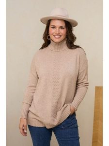 Curvy Lady Golf w kolorze szarobrązowym rozmiar: 38/40. Brązowe golfy Curvy Lady, bez wzorów, bez ramiączek. Za 152,99 zł.