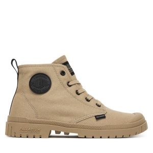 Trapery Palladium. Brązowe buty zimowe Palladium, bez obcasa, bez zapięcia. Za 329,99 zł.