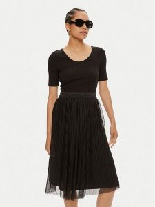 DKNY Sukienka codzienna P4DDSXMP Czarny Regular Fit. Czarne kombinezony DKNY, s, bez wzorów, z bawełny, bez kołnierzyka, bez ramiączek. Za 399,99 zł.