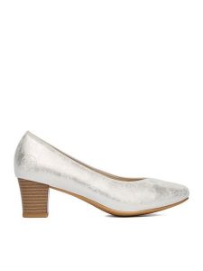 Rieker Czółenka 44650-90 Srebrny. Szare czółenka Rieker, bez wzorów, z materiału, bez obcasa, bez zapięcia. Za 319,99 zł.