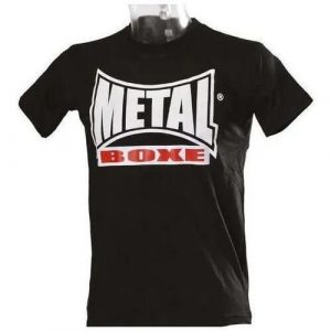 Koszulka z krótkim rękawem Metal Boxe vintage. Czarne bluzki METAL BOXE, s, bez wzorów, sportowe, bez kołnierzyka, bez ramiączek. Za 152,50 zł.