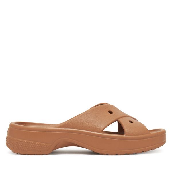 Klapki Crocs. Brązowe klapki Crocs, bez wzorów, bez obcasa. Za 179,99 zł.