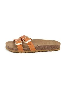 Billowy Skórzane klapki w kolorze pomarańczowym rozmiar: 36. Pomarańczowe klapki Billowy, bez wzorów, z otwartym noskiem, bez obcasa. Za 152,99 zł.