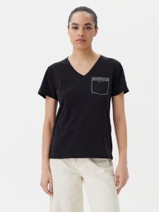 Liu Jo T-Shirt TA5172 JS923 Czarny Regular Fit. Czarne t-shirty Liu Jo, xxl, bez wzorów, z bawełny, bez kołnierzyka, bez ramiączek. Za 259,99 zł.