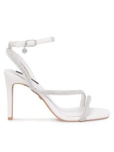 Nine West Sandały WFA2675-1 Biały. Białe sandały Nine West, bez wzorów, z syntetyku, bez obcasa, na szpilce, bez zapięcia. Za 259,99 zł.
