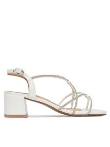 Clara Barson Sandały WS24055-03 Biały. Białe sandały Clara Barson, bez wzorów, ze skóry, bez obcasa, na słupku, bez zapięcia. Za 129,99 zł.