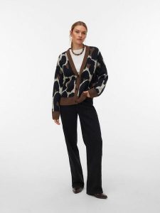 Vero Moda Kardigan w kolorze brązowo-kremowo-czarnym rozmiar: S. Brązowe kardigany Vero Moda, ze splotem. Za 134,95 zł.