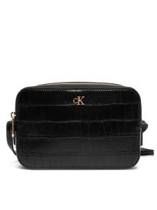 Calvin Klein Torebka Ck Croc Camera Bag LV04F3285G Czarny. Czarne listonoszki Calvin Klein, bez wzorów, ze skóry, bez dodatków. Za 349,99 zł.