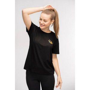 T-shirt do jogi Moonholi Awaken z krótkim rękawem. Czarne t-shirty MOONHOLI, s, bez wzorów, bez kołnierzyka, bez ramiączek. Za 99,00 zł.