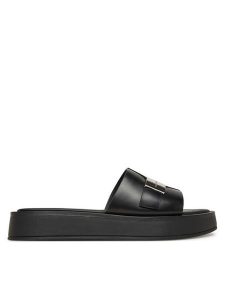 Calvin Klein Klapki Flatform Slide W/Ck Hw - Lth HW0HW02368 Czarny. Czarne klapki Calvin Klein, bez wzorów, ze skóry, bez obcasa. Za 329,99 zł.