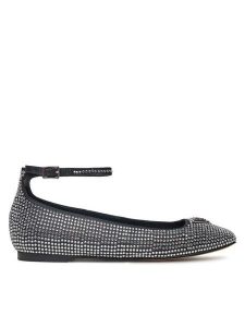 Guess Baleriny FLPLVS SAT02 Czarny. Czarne balerinki Guess, z aplikacjami, z materiału, bez obcasa, bez zapięcia. Za 359,99 zł.