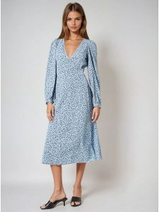 Monki Sukienka w kolorze błękitno-czarnym rozmiar: 38. Niebieskie sukienki Monki, bez wzorów, bez kołnierzyka, bez ramiączek, midi. Za 60,99 zł.