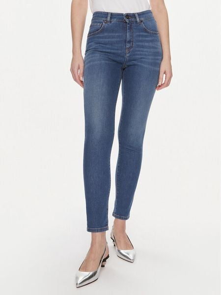 Weekend Max Mara Jeansy Eufrate 2415181051 Granatowy Slim Fit. Niebieskie jeansy Weekend Max Mara, bez wzorów, z bawełny. Za 409,99 zł.