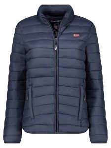 Geographical Norway Kurtka pikowana "Atika" w kolorze granatowym rozmiar: XL. Niebieskie kurtki Geographical Norway, xl, z aplikacjami, bez kaptura. Za 127,35 zł.