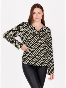 KEY LARGO Bluzka "Greece" w kolorze czarno-kremowym rozmiar: M. Brązowe bluzki KEY LARGO, m, bez wzorów, z wiskozy, bez kołnierzyka, bez ramiączek. Za 116,95 zł.