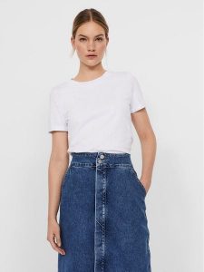 Vero Moda T-Shirt Paula 10243889 Biały Regular Fit. Białe t-shirty Vero Moda, l, bez wzorów, z bawełny, bez kołnierzyka, bez ramiączek. Za 49,99 zł.