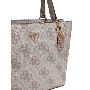 Torebka Guess. Brązowe shopper bag Guess, z aplikacjami, bez dodatków. Za 679,99 zł.