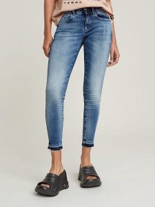 G-Star Dżinsy - Skinny fit - w kolorze niebieskim rozmiar: W25/L32. Niebieskie jeansy G-Star, z aplikacjami, ze skóry. Za 206,91 zł.