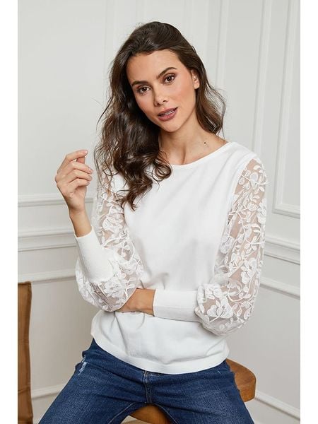 Joséfine Sweter "Mench" w kolorze białym rozmiar: L. Białe swetry oversize Joséfine, l, bez wzorów, z kaszmiru, bez ramiączek. Za 149,95 zł.