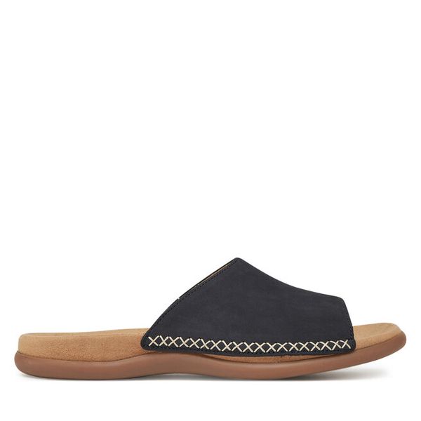 Klapki Gabor. Niebieskie klapki Gabor, bez wzorów, bez obcasa. Za 319,99 zł.