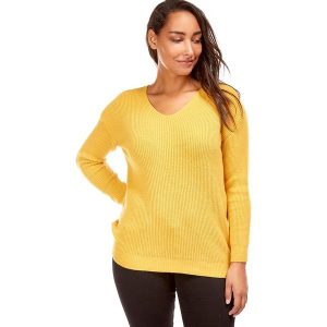 Sweter w kolorze żółtym. Żółte swetry oversize marki Cashmere Curve, z kaszmiru. W wyprzedaży za 108,95 zł.