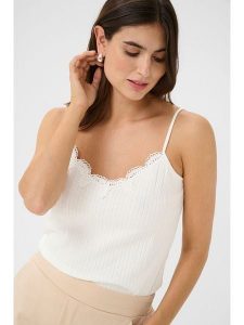 CULTURE Top w kolorze białym rozmiar: XXL. Białe topy Culture, xxl, bez wzorów, z koronki, bez kołnierzyka, bez ramiączek. Za 78,99 zł.