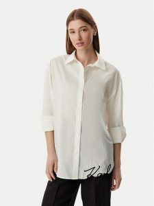 KARL LAGERFELD Koszula B2W46034 Kremowy Oversize. Białe koszule KARL LAGERFELD, s, bez wzorów, z bawełny, bez kołnierzyka, bez ramiączek. Za 399,99 zł.