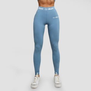 Legginsy damskie fitness z wysoką talią Simple. Szare legginsy GYMBEAM, bez wzorów, z elastanu. Za 85,90 zł.