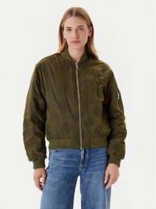Guess Kurtka bomber W5YL08 WHDK2 Khaki Regular Fit. Brązowe kurtki Guess, xl, z aplikacjami, z syntetyku, bez kaptura. Za 559,99 zł.
