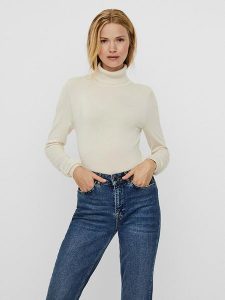 Vero Moda Golf w kolorze kremowym rozmiar: M. Brązowe golfy Vero Moda, bez wzorów. Za 79,03 zł.