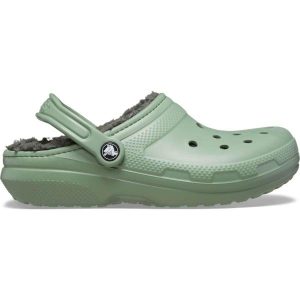 Klapki Crocs Classic Lined Clog. Zielone klapki Crocs, bez wzorów, bez obcasa. Za 263,96 zł.