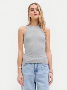 JJXX Top 12224661 Szary Rib Fit. Szare topy JJXX, xl, bez wzorów, z bawełny, bez kołnierzyka, bez ramiączek. Za 79,99 zł.