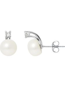 Pearline Srebrne kolczyki-wkrętki z kryształkami i perłami rozmiar: onesize. Białe kolczyki Pearline, z kryształem, srebrne. Za 208,99 zł.