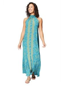 Ipanima Sukienka w kolorze niebiesko-żółtym rozmiar: 34-40. Niebieskie sukienki Ipanima, na co dzień, bez wzorów, bez kołnierzyka, bez ramiączek, maxi, proste. Za 78,99 zł.