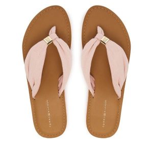 Japonki Tommy Hilfiger. Czerwone klapki TOMMY HILFIGER, bez wzorów, bez obcasa. Za 229,99 zł.