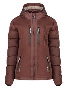 Geographical Norway Kurtka zimowa "Beachwood" w kolorze brązowym rozmiar: M. Brązowe kurtki Geographical Norway, na zimę, m, z aplikacjami, z puchu, bez kaptura. Za 304,56 zł.