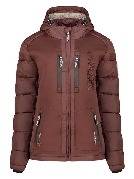 Geographical Norway Kurtka zimowa "Beachwood" w kolorze brązowym rozmiar: M. Brązowe kurtki Geographical Norway, na zimę, m, z aplikacjami, z puchu, bez kaptura. Za 287,84 zł.