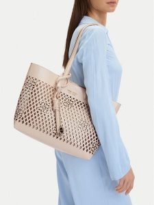 Nine West Torebka CEO-Bleeker Petal-LDA8699A Beżowy. Brązowe shopper bag Nine West, bez wzorów, ze skóry, bez dodatków. Za 269,99 zł.