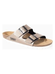 Sunbay Klapki "Trefle" w kolorze złotym rozmiar: 36. Żółte klapki Sunbay, bez wzorów, z otwartym noskiem, bez obcasa. Za 122,96 zł.